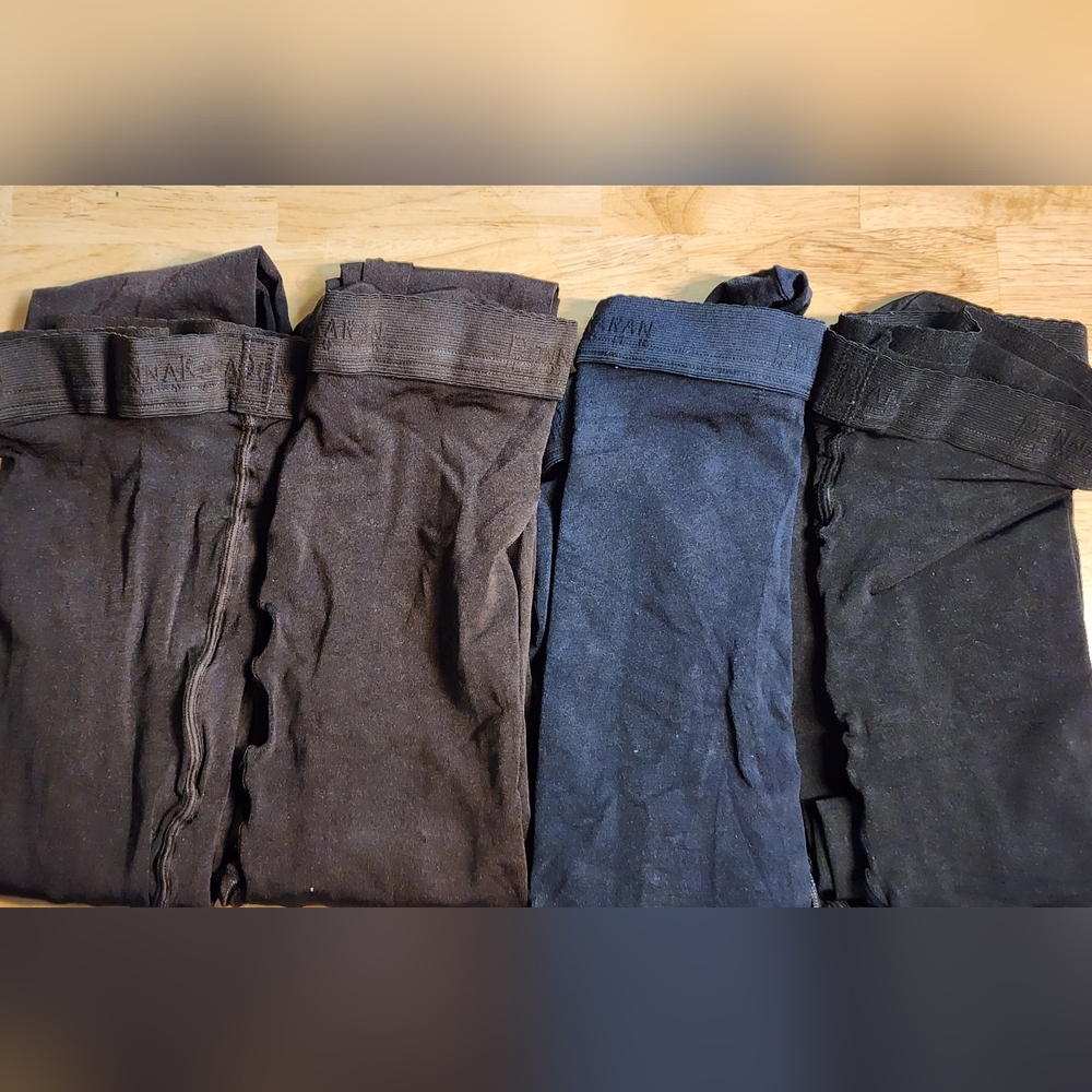 4 Pairs Of Donna Karan Evolution Tights, Size Tall, 1 Black, 1 Navy, 2 Chocolate